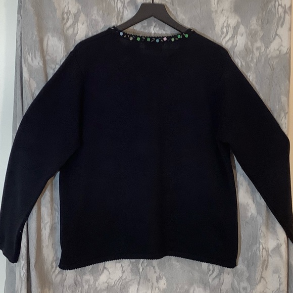 Vintage White Stag Brand Snowflake Embroidered Cardigan Sweater (Black) Size XL - Picture 6 of 8